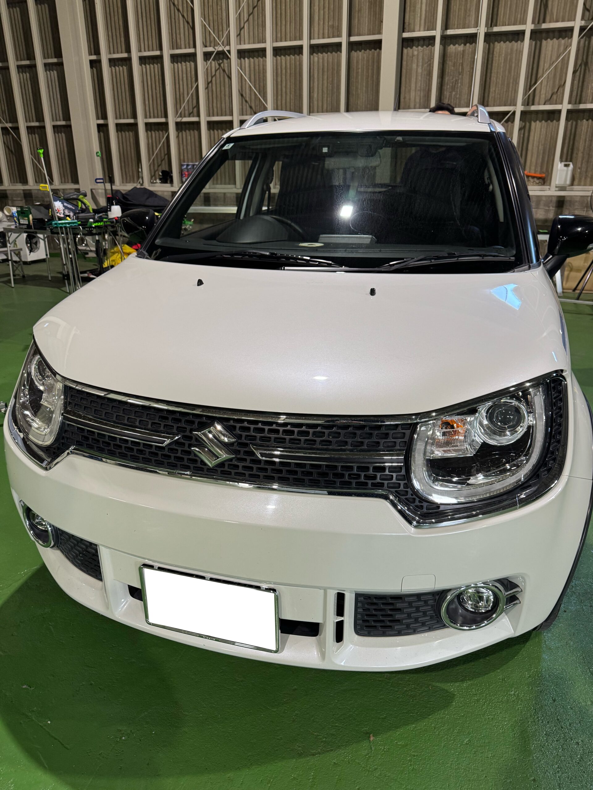 イグニス ルーフにできた線上のヘコミ